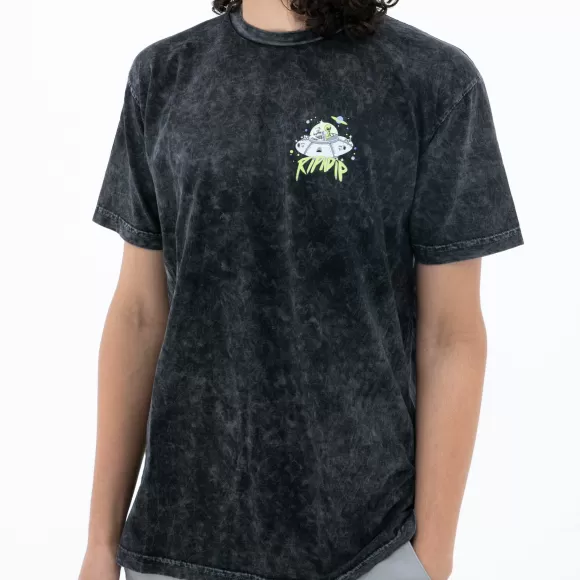 Ripndip Shorts Sleeve Tees | Abduction Tee Black Mineral Wash