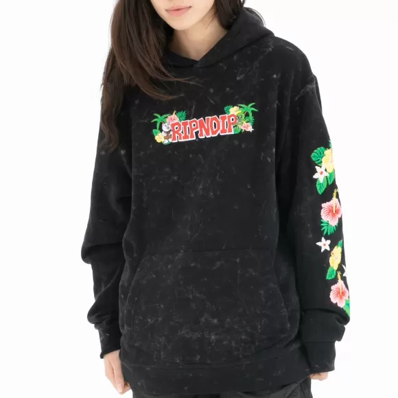 Ripndip Hoodies / Crewnecks | Aloha Nerm Hoodie Black Mineral Wash