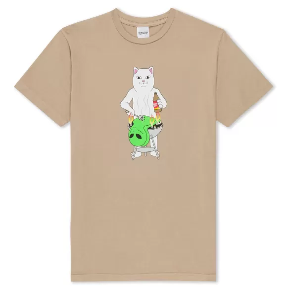 Ripndip Shorts Sleeve Tees | Bbq Day Tee Almond