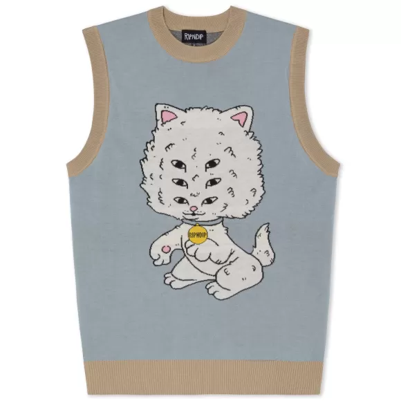 Ripndip Knits / Sweaters | Big Head Knit Sweater Vest Light Slate