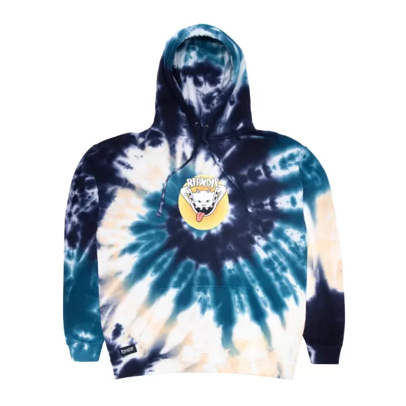 Ripndip Hoodies / Crewnecks | Big Smile Hoodie Navy/Peach Spiral Tie Dye