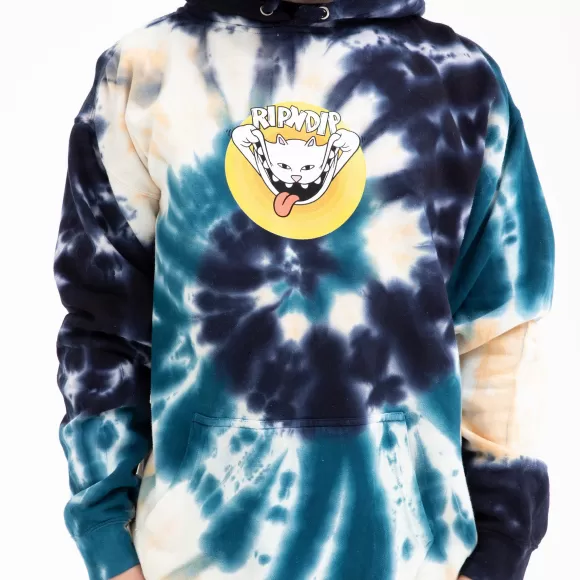 Ripndip Hoodies / Crewnecks | Big Smile Hoodie Navy/Peach Spiral Tie Dye