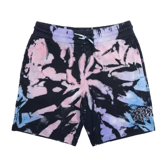 Ripndip Shorts | Blaze Sweatshorts Black/Peach/Purple Tie Dye