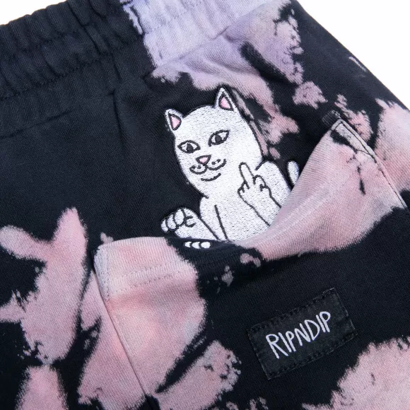 Ripndip Shorts | Blaze Sweatshorts Black/Peach/Purple Tie Dye