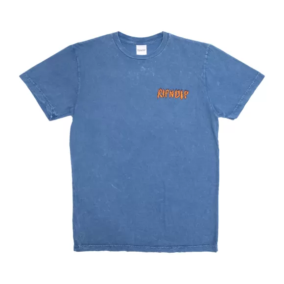 Ripndip Shorts Sleeve Tees | Burn Tee Blue Mineral Wash