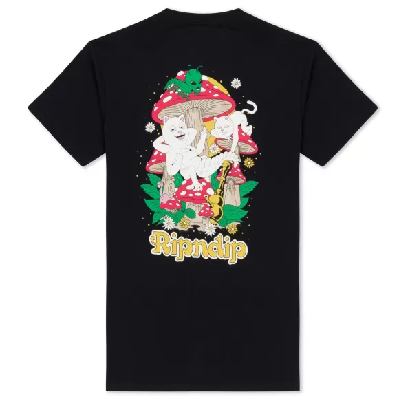 Ripndip Shorts Sleeve Tees | Caterpillar Garden Tee Black