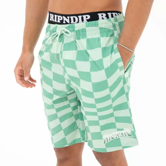 Ripndip Shorts | Checked Swim Shorts Olive/Pine