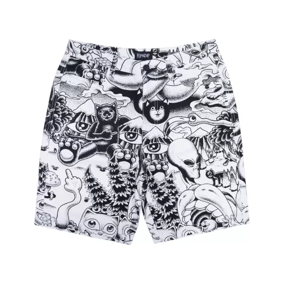 Ripndip Shorts | Dark Twisted Fantasy Twill Shorts Black/White