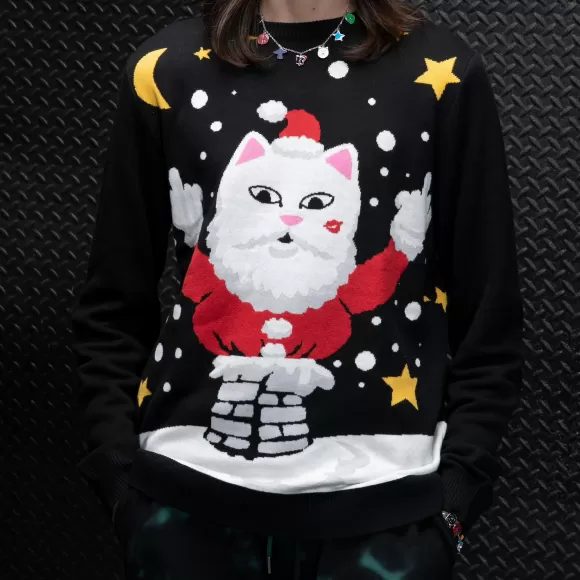 Ripndip Holiday Sweaters | Deck The Halls Knit Sweater Black