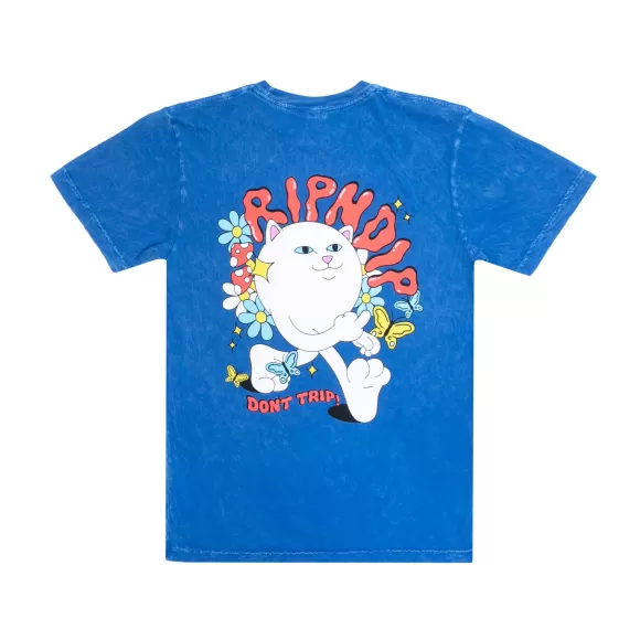 Ripndip Shorts Sleeve Tees | Dont Trip Tee Cornflower Blue Mineral Wash