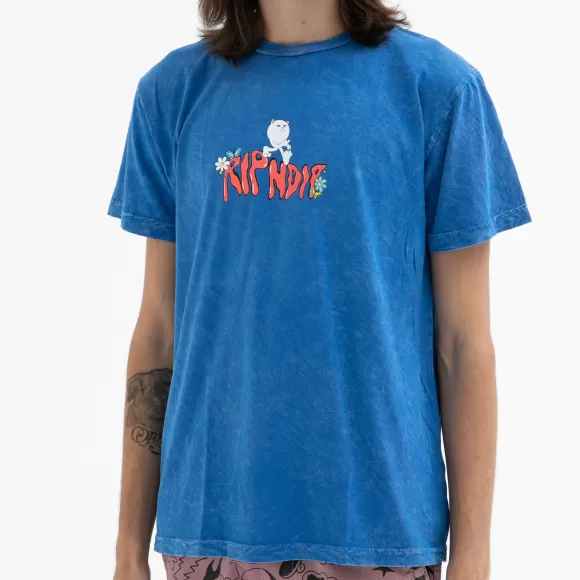 Ripndip Shorts Sleeve Tees | Dont Trip Tee Cornflower Blue Mineral Wash