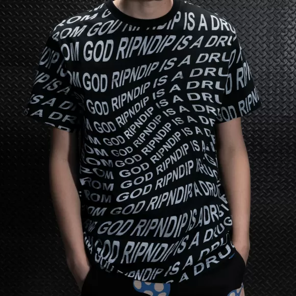 Ripndip Shorts Sleeve Tees | Drug From God Tee Black