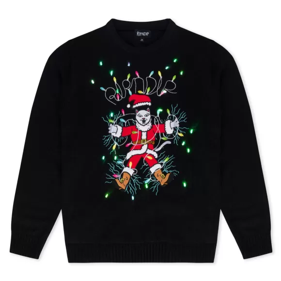 Ripndip Knits / Sweaters | Electrifying Santa Knit Sweater Black