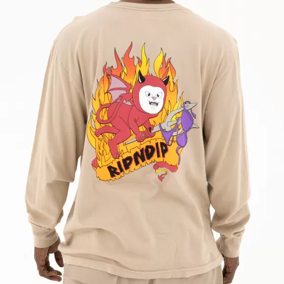 Ripndip Long Sleeve Tees | Fireworld Long Sleeve Almond