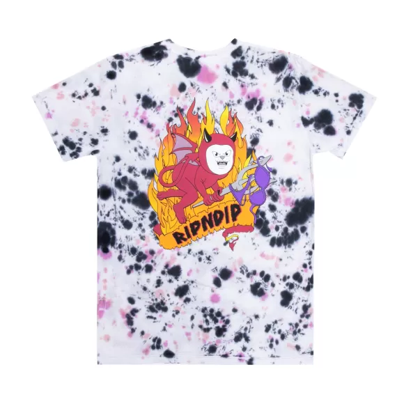 Ripndip Shorts Sleeve Tees | Fireworld Tee Black/Pink Acid Wash