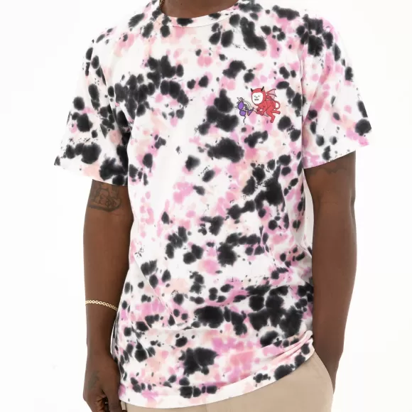 Ripndip Shorts Sleeve Tees | Fireworld Tee Black/Pink Acid Wash