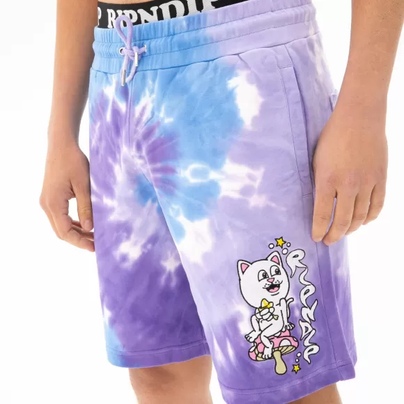 Ripndip Shorts | Friday Jr Sweatshorts Purple/Lilac Spiral Dye