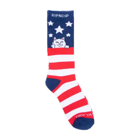 Ripndip Shop All Socks | Fuck Ya Merca Socks Red/White/Blue