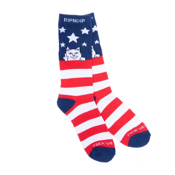 Ripndip Shop All Socks | Fuck Ya Merca Socks Red/White/Blue