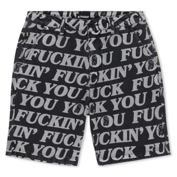 Ripndip Shorts | Fuckin Fuck Denim Shorts Black