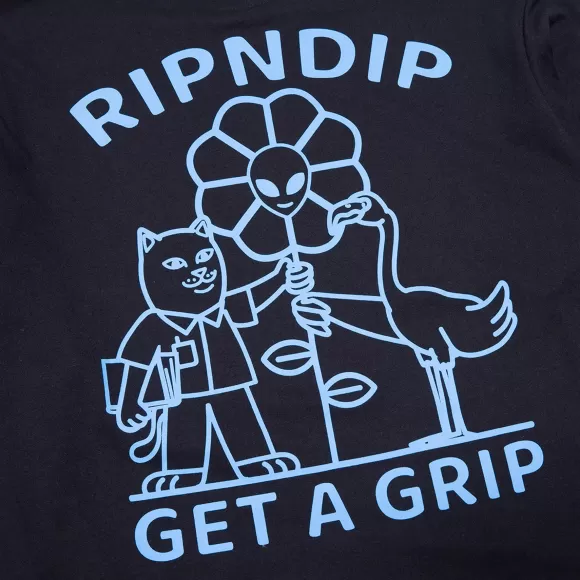 Ripndip Long Sleeve Tees | Get A Grip Double Sleeve Tee Black/Light Blue Tie Dye