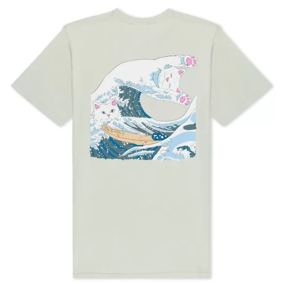 Ripndip Shorts Sleeve Tees | Great Wave Tee Sage