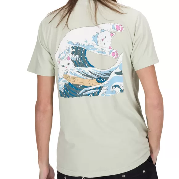 Ripndip Shorts Sleeve Tees | Great Wave Tee Sage