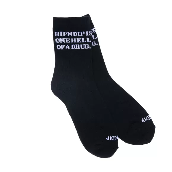 Ripndip Shop All Socks | Hell Of A Drug Mid Socks Black