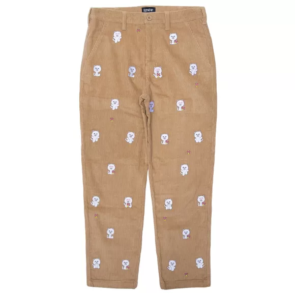 Ripndip Pants | Hello Nermy Corduroy Embroidered Pants Tan