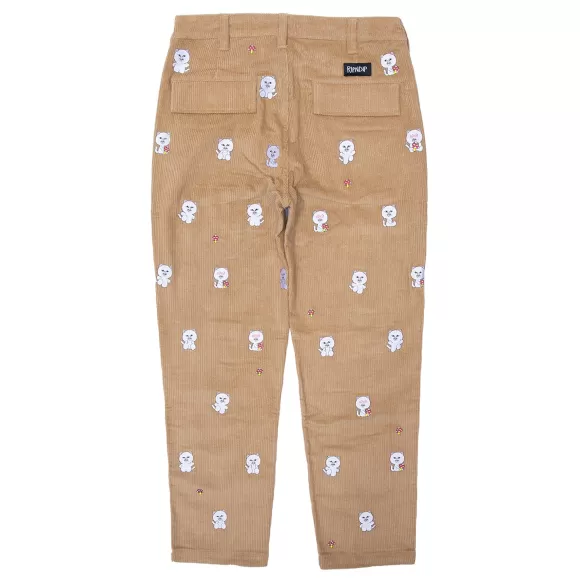 Ripndip Pants | Hello Nermy Corduroy Embroidered Pants Tan