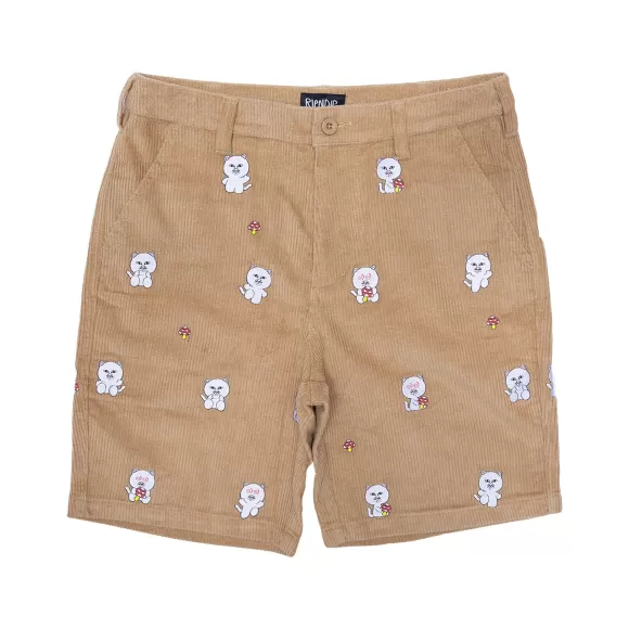 Ripndip Shorts | Hello Nermy Corduroy Embroidered Shorts Tan