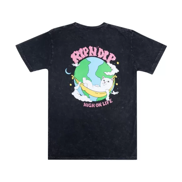 Ripndip Shorts Sleeve Tees | High On Life Tee Black Mineral Wash