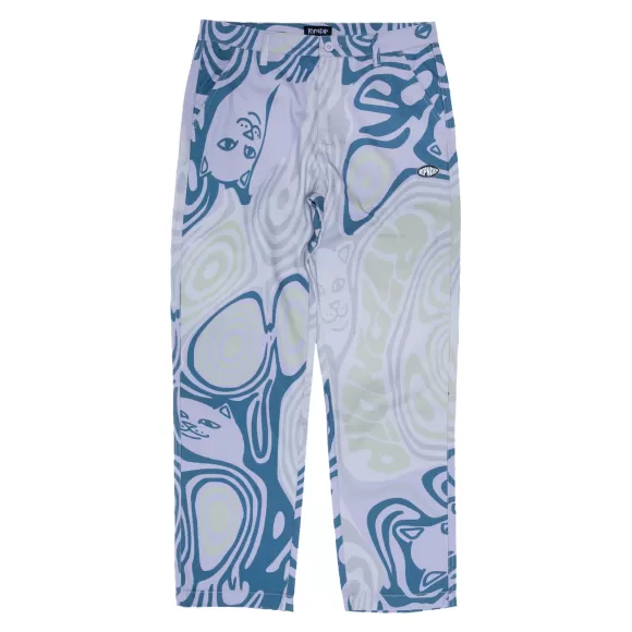 Ripndip Pants | Hypnotic Twill Pants Grey/Lavender/Neon