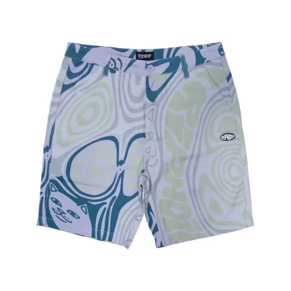 Ripndip Shorts | Hypnotic Twill Shorts Grey/Lavender/Neon