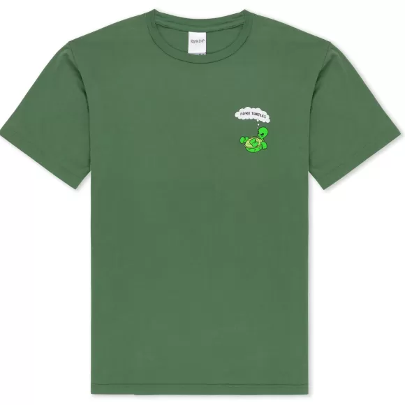 Ripndip Shorts Sleeve Tees | I Like Turtles Tee Olive