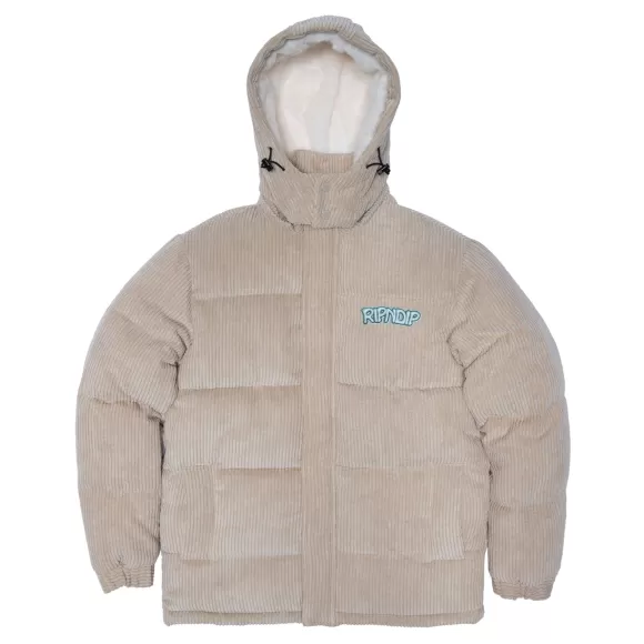 Ripndip Jackets | Intertwined Corduroy Puffer Jacket Khaki