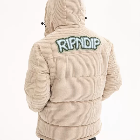 Ripndip Jackets | Intertwined Corduroy Puffer Jacket Khaki