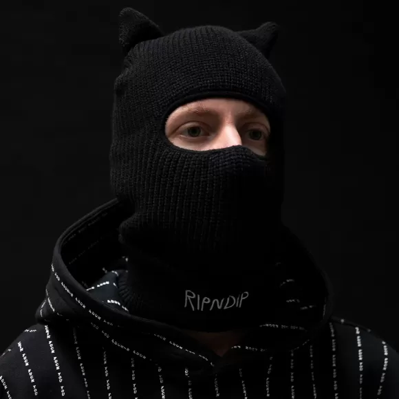 Ripndip Beanies | Jermal Ears Ribbed Balaclava Black