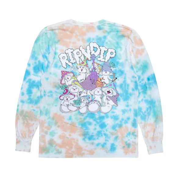 Ripndip Long Sleeve Tees | Kaleidoscopic Long Sleeve Light Blue/Peach Tie Dye