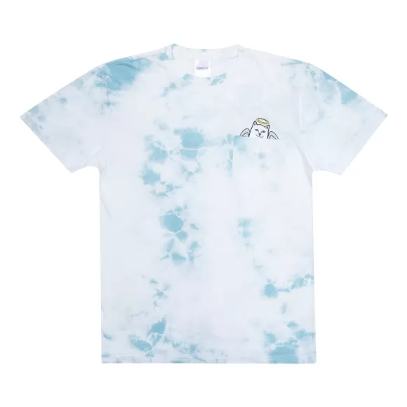 Ripndip Lord Nermal Tees | Lord Angel Pocket Tee Light Blue Lightning Wash