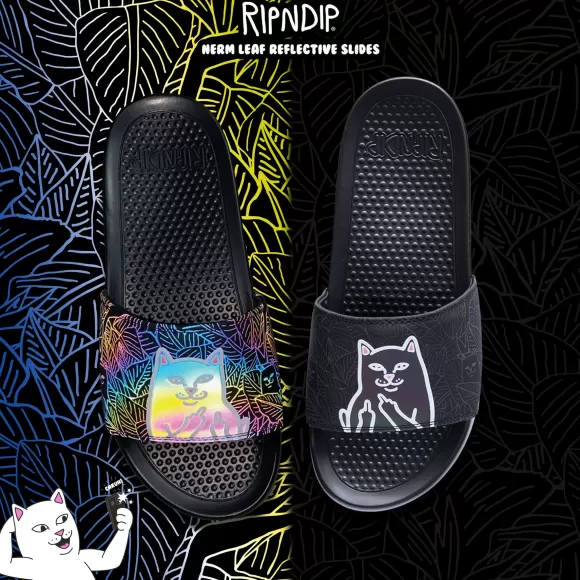 Ripndip Shoes | Lord Jermal Leaf Camo Slides 3M Iridescent