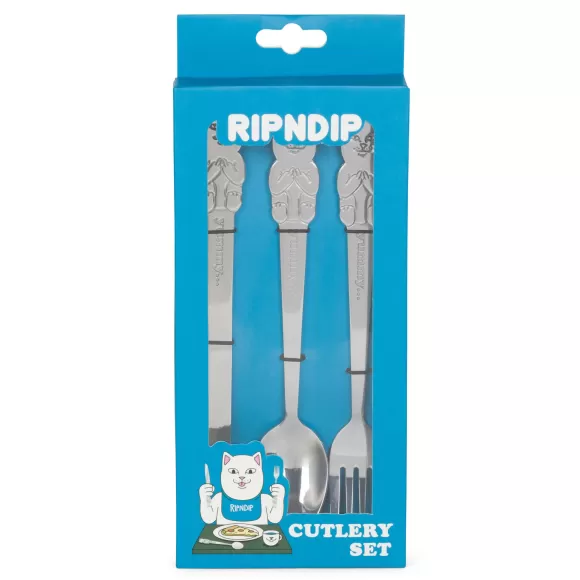 Ripndip Home Goods | Lord Nermal 3 Pc Cutlery Set Silver