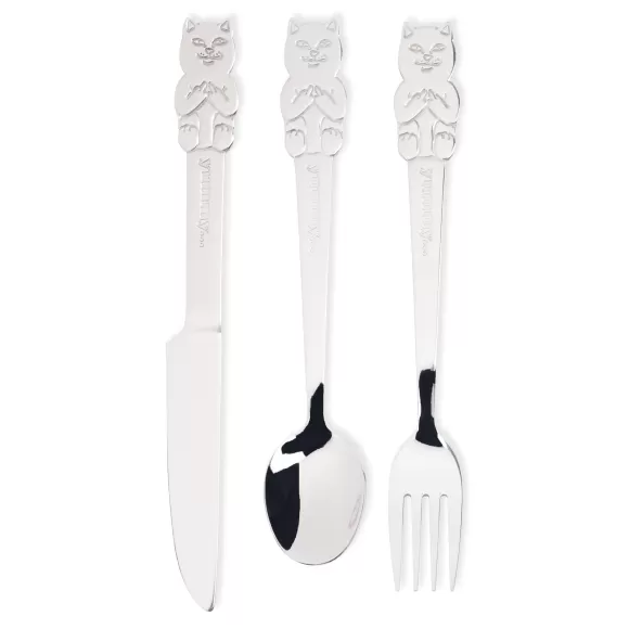 Ripndip Home Goods | Lord Nermal 3 Pc Cutlery Set Silver