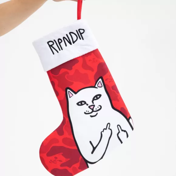 Ripndip Home Goods | Lord Nermal Christmas Stocking Red