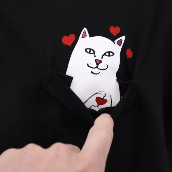 Ripndip Lord Nermal Tees | Lord Nermal Loves Pocket Tee Black