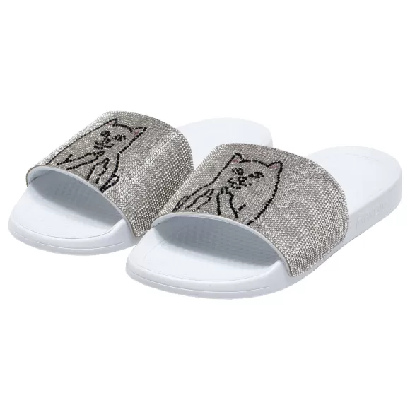 Ripndip Shoes | Lord Nermal Slides Rhinestone White