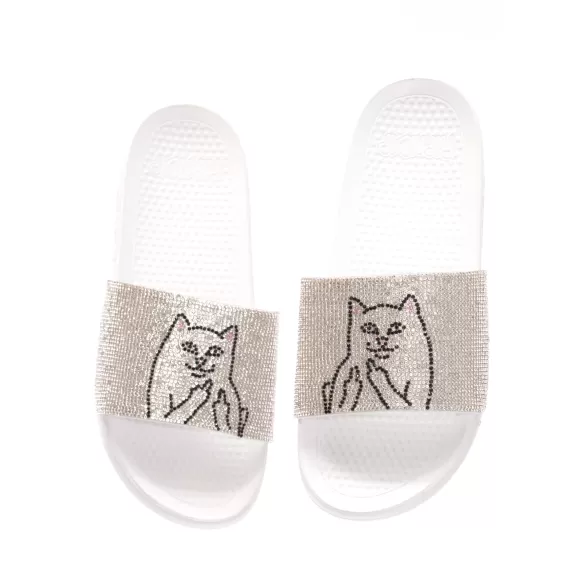 Ripndip Shoes | Lord Nermal Slides Rhinestone White