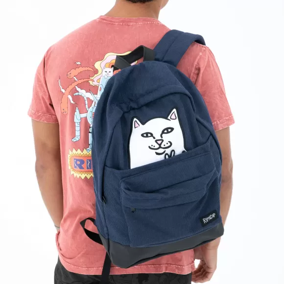 Ripndip Backpacks | Lord Nermal Velcro Hands Corduroy Backpack Navy