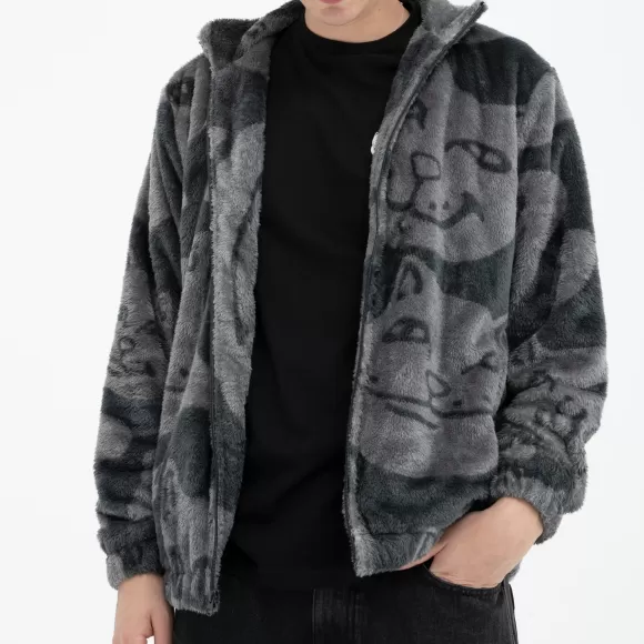 Ripndip Jackets | Many Faces Sherpa Jacket Charcoal