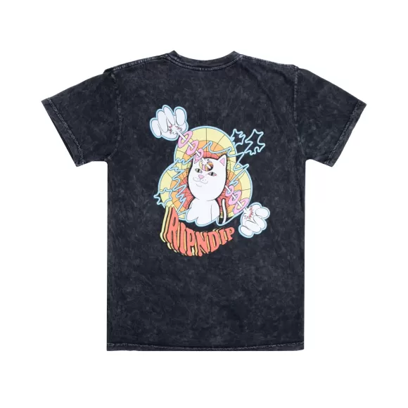 Ripndip Shorts Sleeve Tees | Mind Control Tee Black Mineral Wash